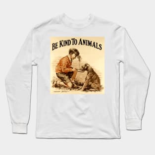 Vintage "Be Kind to Animals" - Little Boy Design Long Sleeve T-Shirt